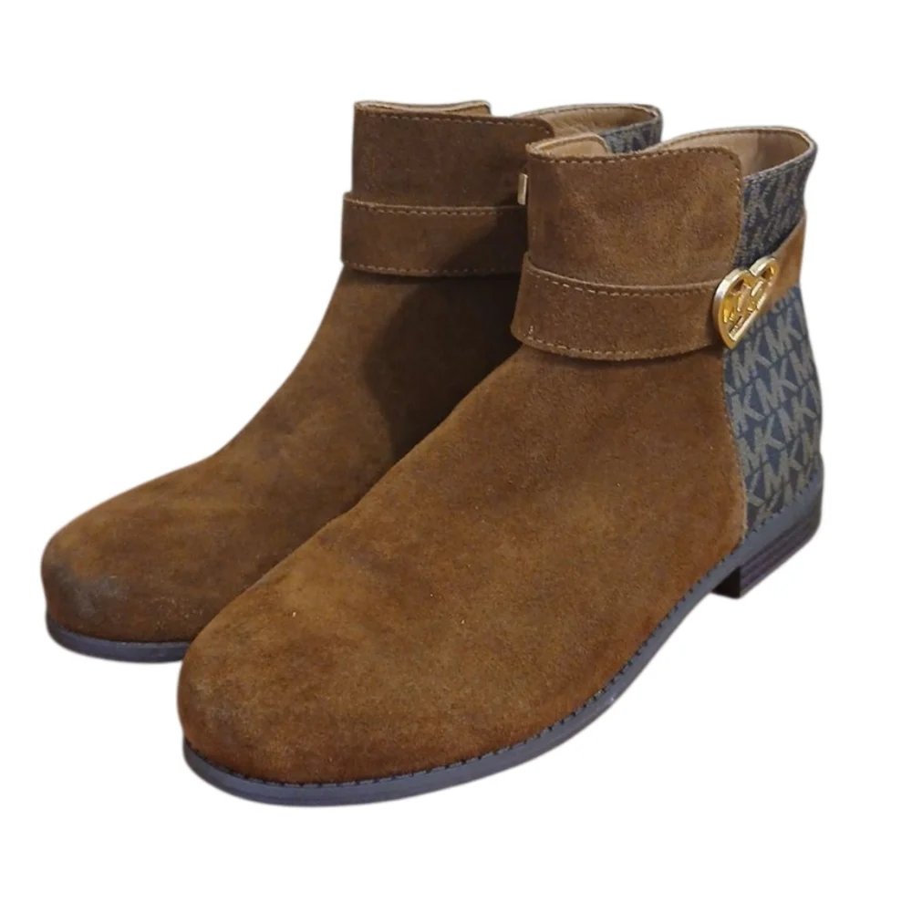 Michael Kors Emma Brown Heart Ankle Boot Girls' Suede Booties Size 5